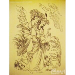 الرسم التصويري منمنمة فارسية الأصلي: غواش وألوان مائية – ليلى ومجنون