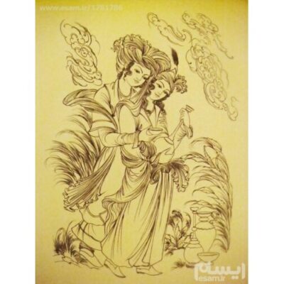 الرسم التصويري منمنمة فارسية الأصلي: غواش وألوان مائية – ليلى ومجنون