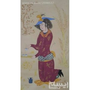 الرسم التصويري منمنمة فارسية صفوي الأصلي: ألوان مائية على الكرتون – العاشق