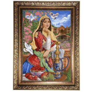 سجادة تصويرية إيرانية تصور فتاة
