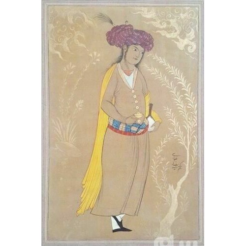 الرسم التصويري منمنمة فارسية صفوي الأصلي: ألوان مائية وغواش على الكرتون - الخادم