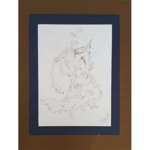 الرسم التصويري منمنمة فارسية الأصلي: ألوان مائية - رقص في الريح