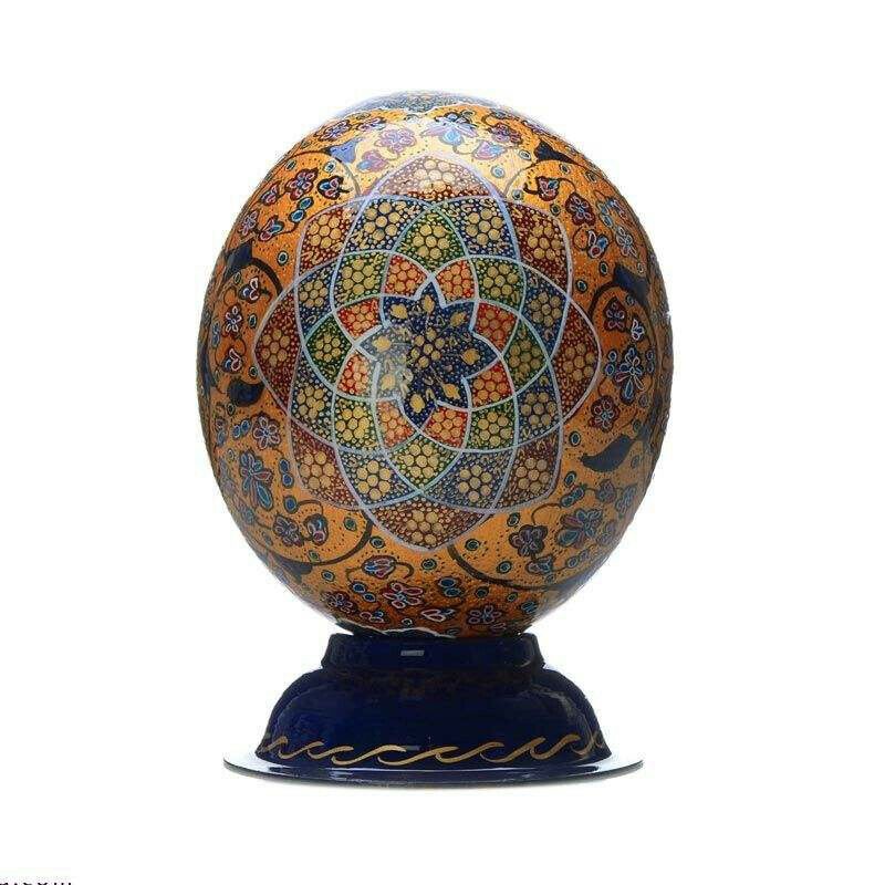 بيض النعام الزخرفي الإيراني المزخرف يدويًا