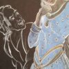 الرسم التصويري منمنمة فارسية الأصلي: غواش وألوان مائية - الفتاة والرجل العجوز