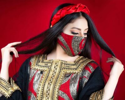 قناع وجه مزخرف يدويًا للأزياء للنساء – نموذج هستي