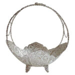Iranian Malileh-Kari Silver Fruit Bowl Model Kashkul