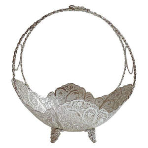 Iranian Malileh-Kari Silver Fruit Bowl Model Kashkul
