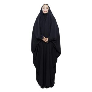 شادر إسلامي عربي أسود حجاب للنساء والصلاة – قماش كريب