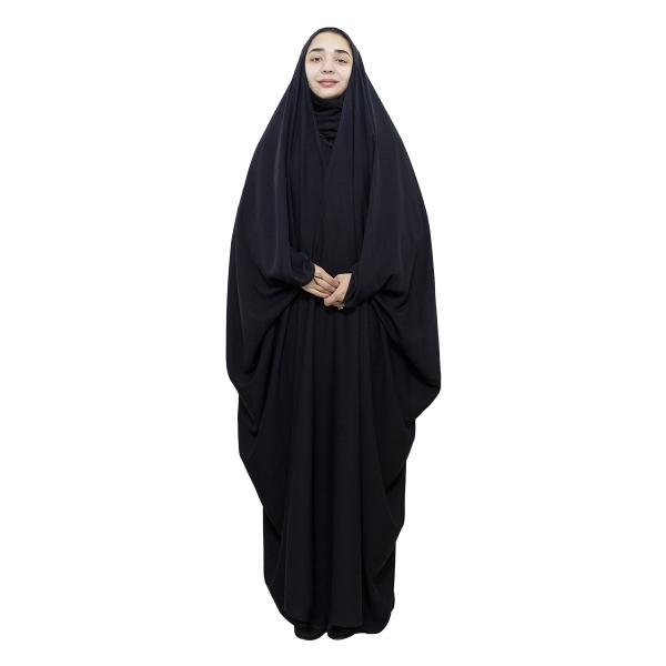 شادر إسلامي عربي أسود حجاب للنساء والصلاة - قماش كريب