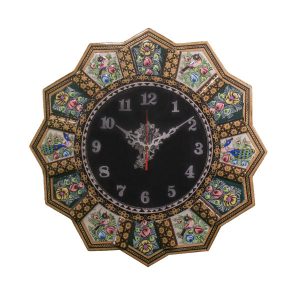 ساعة حائط إيرانية خشبية يدوية – فن خاتم، غلبان