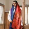 وشاح إيراني مطبوع من الحرير مزدوج الوجهين بنقش خط فني شاملو