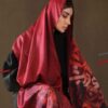 وشاح إيراني مطبوع من الحرير مزدوج الوجهين بنقش خط فني بيتاب