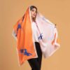 وشاح إيراني مطبوع من الحرير مزدوج الوجهين بنقش خط فني قصيدة رومي