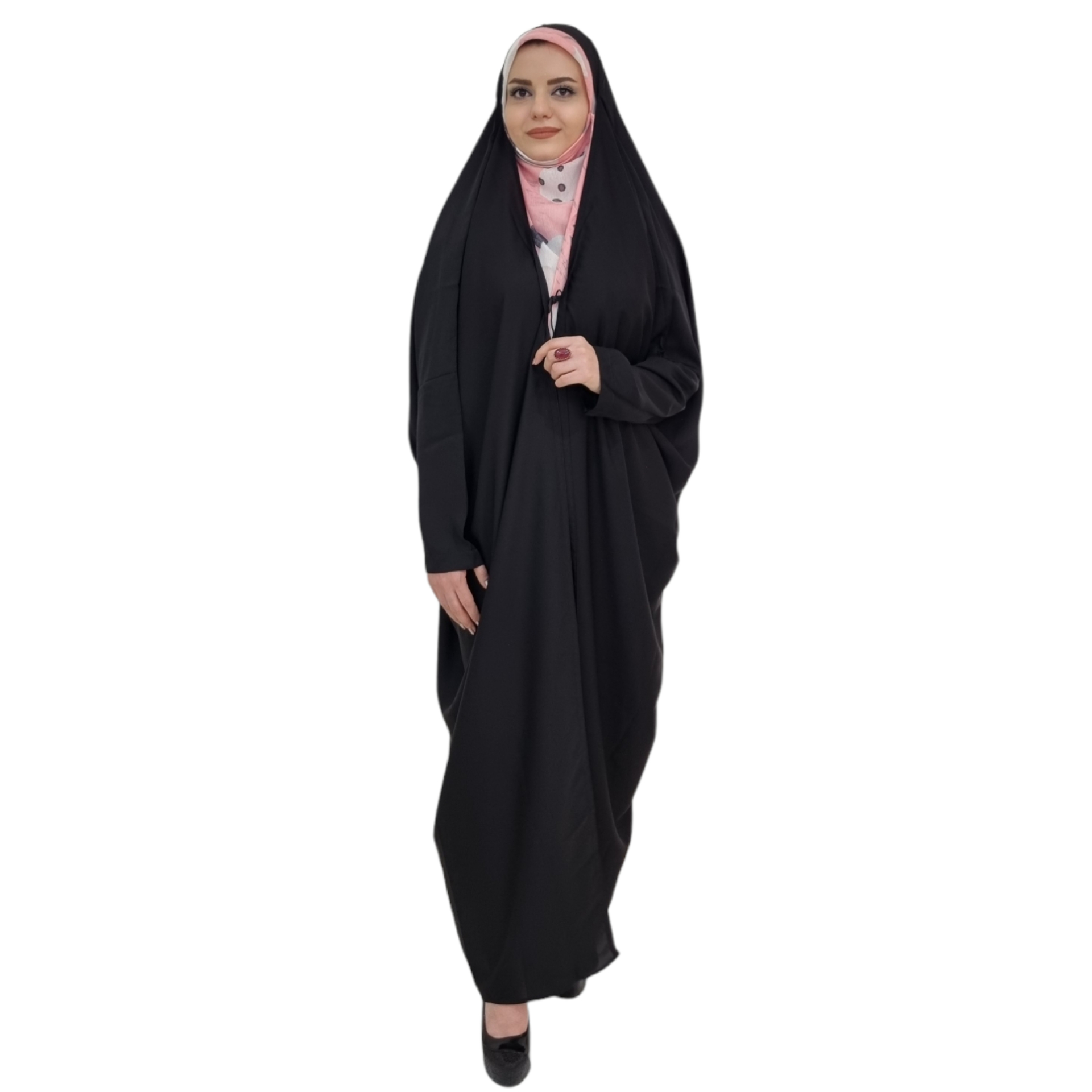 شادر حجاب إسلامي عربي أسود بكم للنساء للصلاة – سحر