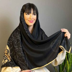 وشاح مطبوع للنساء بنمط فني فاخر ونابض بالحياة طراز جام