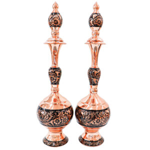 زجاجة نحاسية زخرفية محفورة يدويًا من إيران يارا (2x)