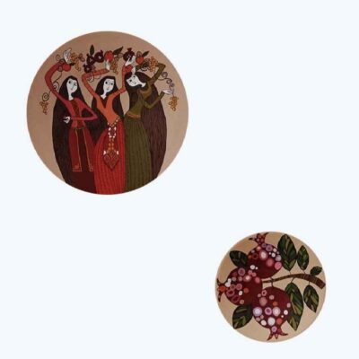 مجموعة من 2 أطباق فخار مزخرفة مرسومة يدوياً يلدا