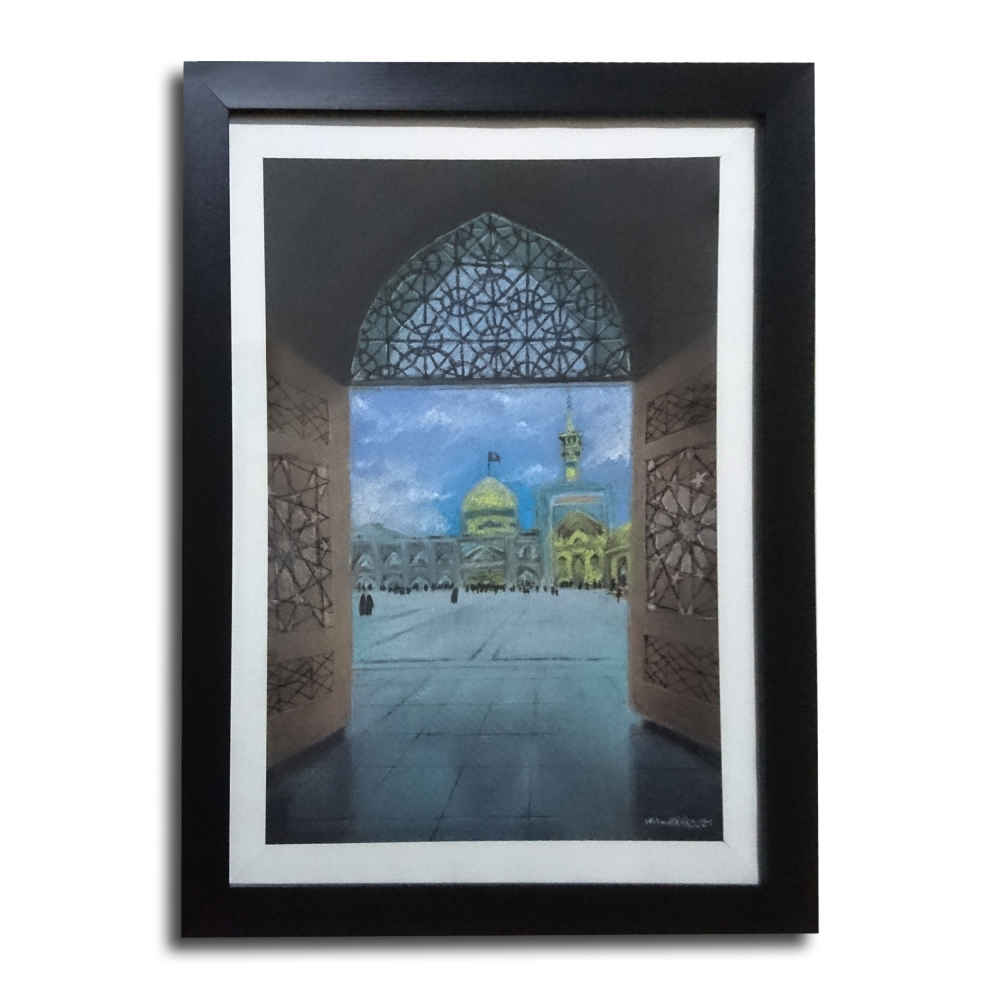 الرسم بالباستيل الواقعي الأصلي على الورق المقوى - ضريح الإمام الرضا المقدس