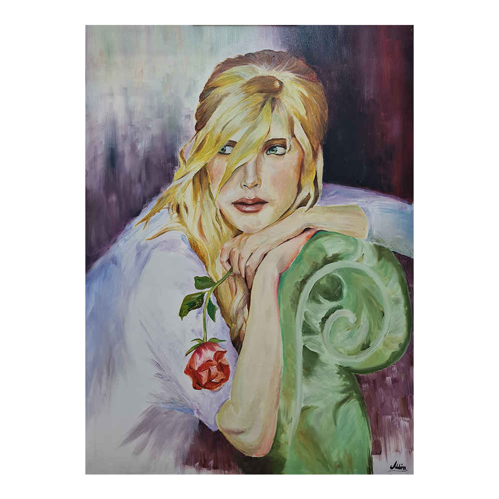 الرسم التصويري الزيتي الواقعي الأصلي على قماش - امرأة