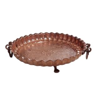 طبق تقديم نحاسية إيرانية محفورة – حكاکي
