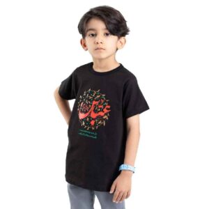 تي شيرت إسلامي للأطفال باللون الأسود خط أبو الفضل العباس