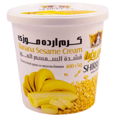 صلصة الطحينة الكريمية من شيريزا بنكهة الموز – كريم بذور السمسم الإيراني، 400 جرام (3x)