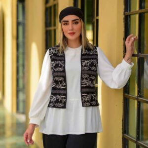 صديري نسائي إيراني بالأبيض والأسود موديل آيدا