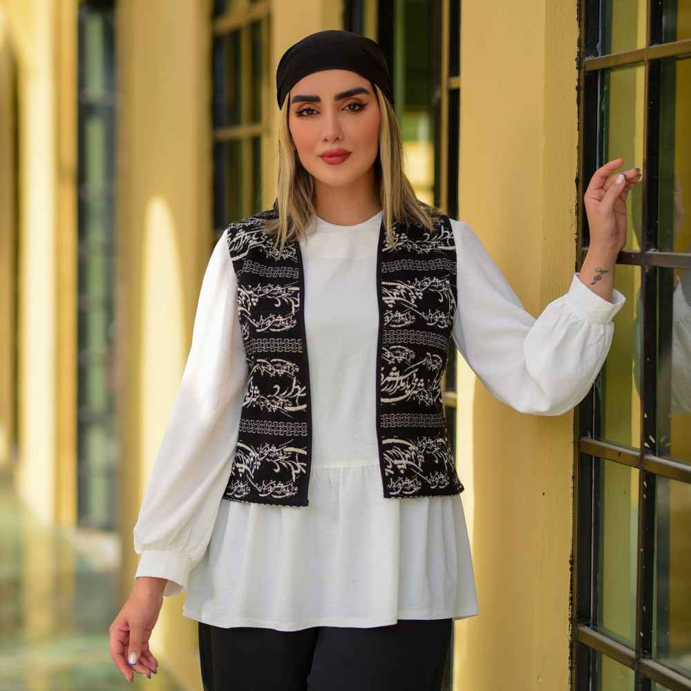 صديري نسائي إيراني بالأبيض والأسود موديل آيدا