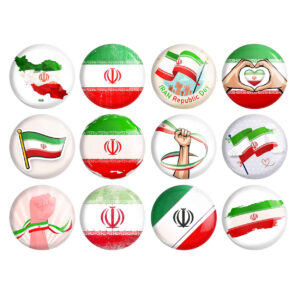 مجموعة أزرار دبوس إيرانية – علم إيران (12 قطعة)