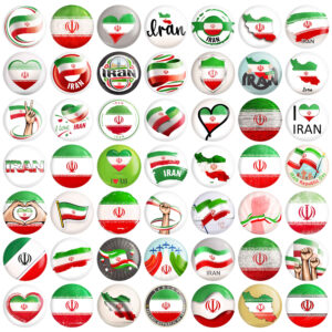 مجموعة أزرار دبوس إيرانية – علم إيران (49 قطعة)