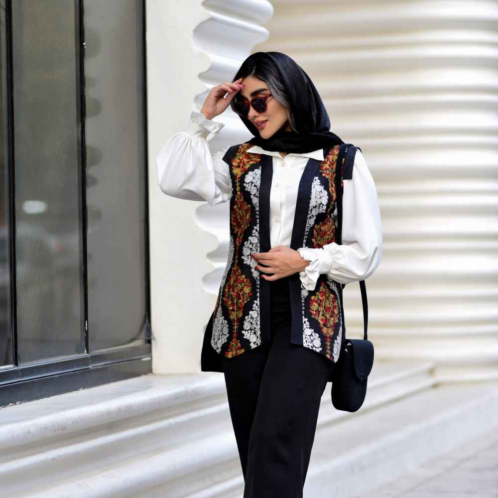 طقم صديري، تونيك وبنطلون نسائي موديل أيمن