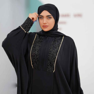 عباية الفراشة الأنيقة للنساء المسلمات – قماش كريب أسود