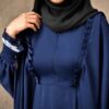 عباية الفراشة التقليدية للنساء – قماش كريب ناعم باللون الأزرق الداكن
