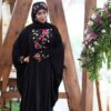 عباية الفراشة الأنيقة للنساء المسلمات – قماش كريب ناعم باللون الأسود