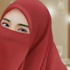 شال إسلامي مربع بلون أحمر طوبي ونقاب مجموعة للنساء