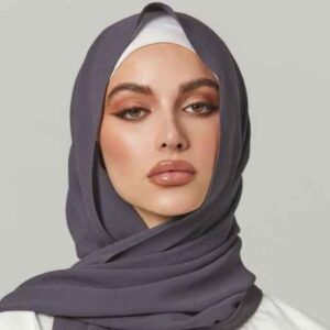 حجاب شيفون رمادي داكن شيلة للنساء المسلمات