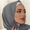 حجاب شيفون رمادي داكن شيلة للنساء المسلمات