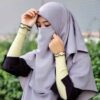 شال إسلامي مربع بلون رمادي ونقاب مجموعة للنساء