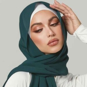 حجاب شيفون أخضر شيلة للنساء المسلمات