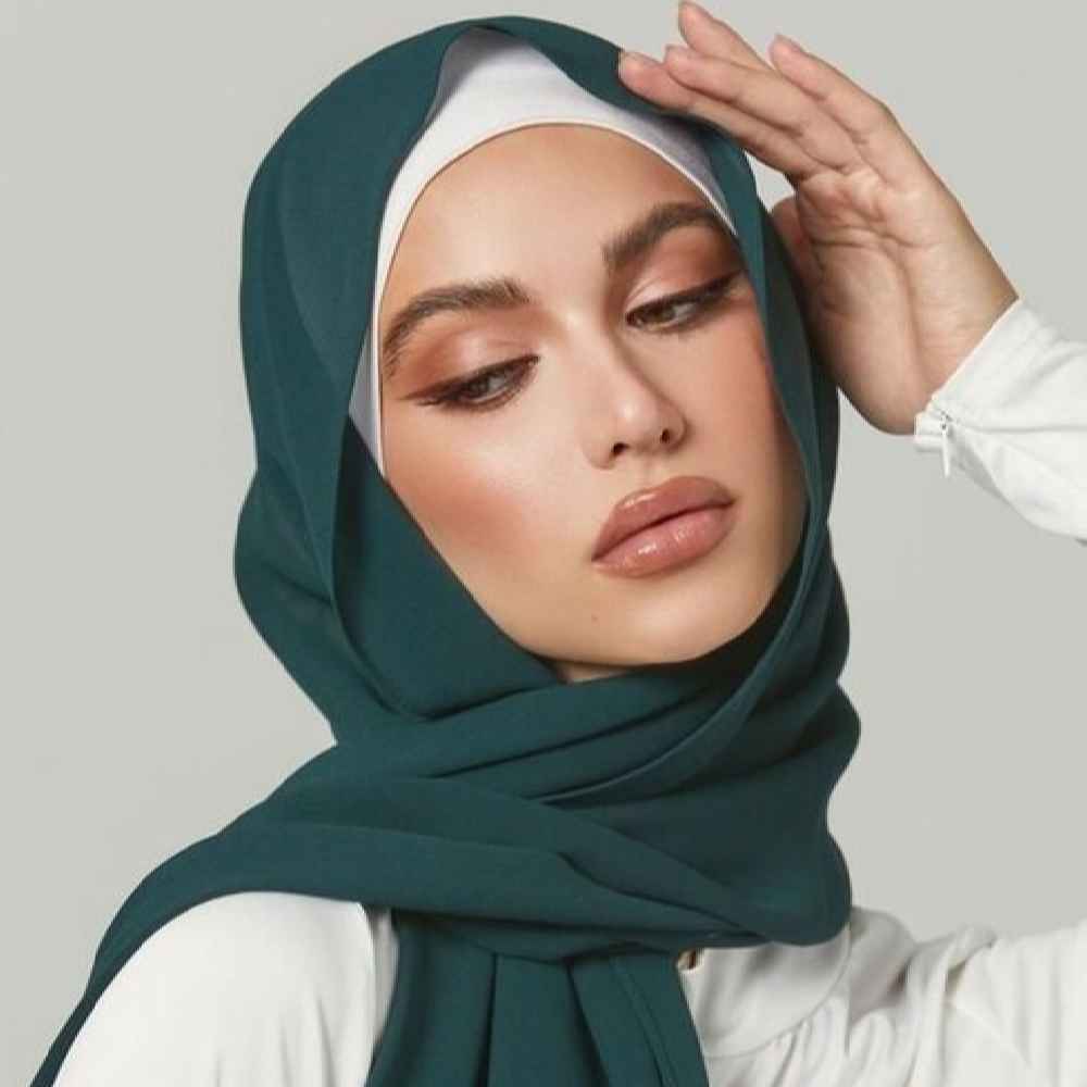 حجاب شيفون أخضر شيلة للنساء المسلمات
