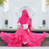 شال إسلامي مربع بلون ماجنتا ونقاب مجموعة للنساء