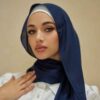 حجاب شيفون أزرق كحلي شيلة للنساء المسلمات