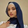 حجاب شيفون أزرق كحلي شيلة للنساء المسلمات