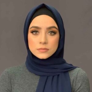 حجاب شيفون أزرق كحلي شيلة للنساء المسلمات