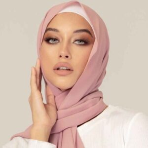 حجاب شيفون وردي شيلة للنساء المسلمات