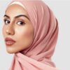 حجاب شيفون وردي شيلة للنساء المسلمات