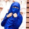 شال إسلامي مربع بلون أزرق ملكي ونقاب نصف مجموعة للنساء