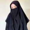 شال إسلامي مربع بلون أسود ونقاب نصف مجموعة للنساء
