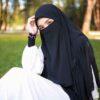 شال إسلامي مربع بلون أسود ونقاب نصف مجموعة للنساء