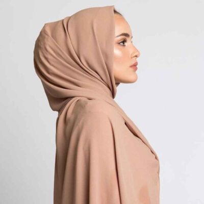 حجاب شيفون بني فاتح شيلة للنساء